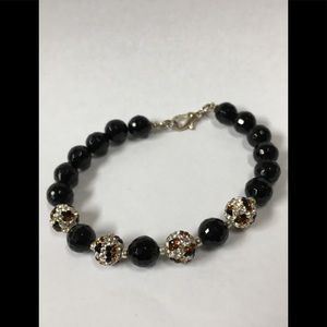 Black Spinal and Clear & Floral Crystal Beads